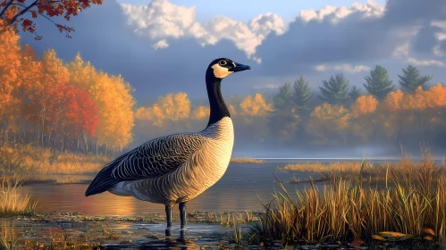 Goose Amidst Autumn Splendor
