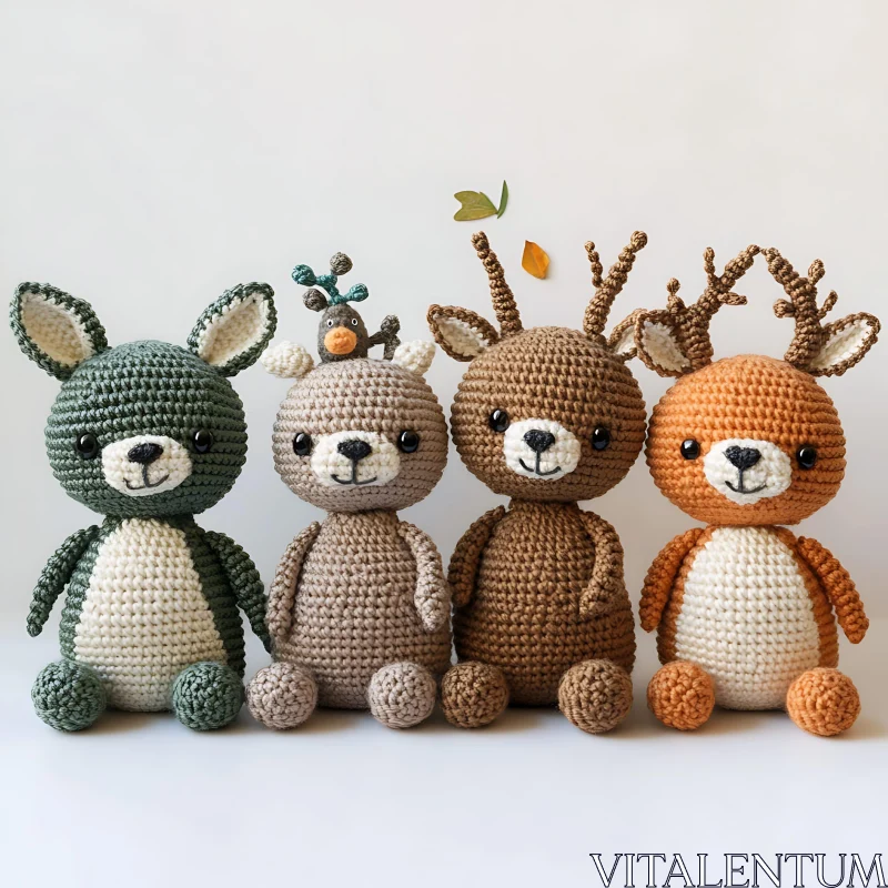 Handmade Crochet Stuffed Animals AI Image