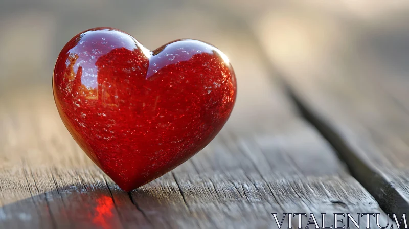 Heart on Wooden Table AI Image