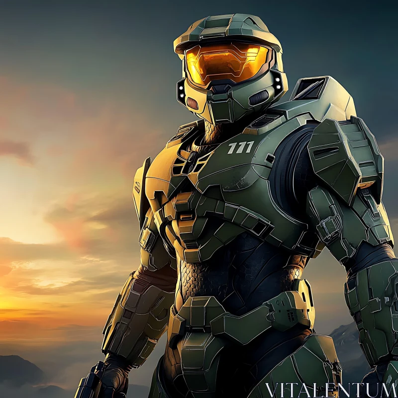 Armored Warrior at Dusk AI Image