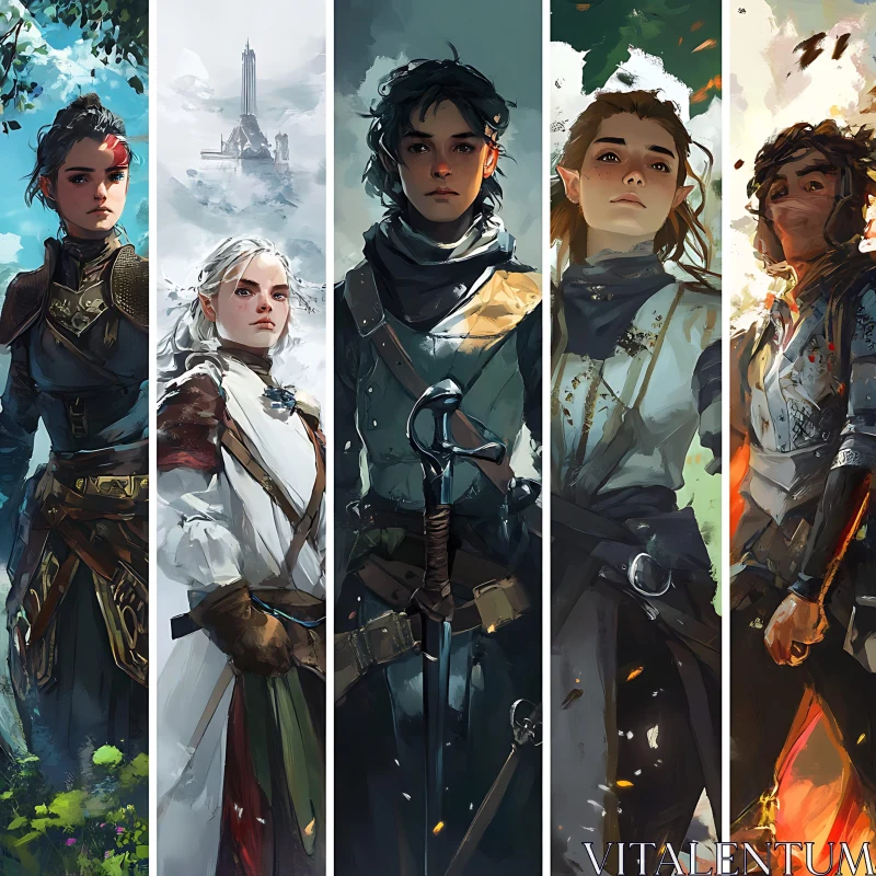 AI ART Five Fantasy Character Portraits