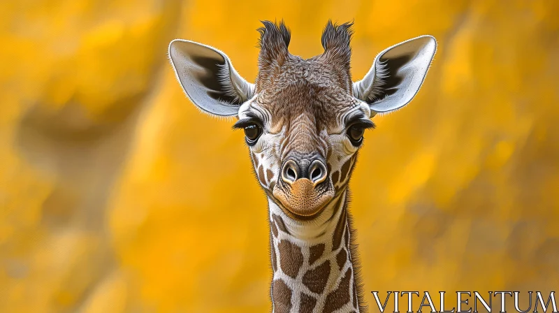 Giraffe Close-Up with Warm Background AI Image