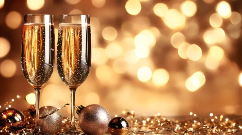 Golden Champagne Celebration New Year