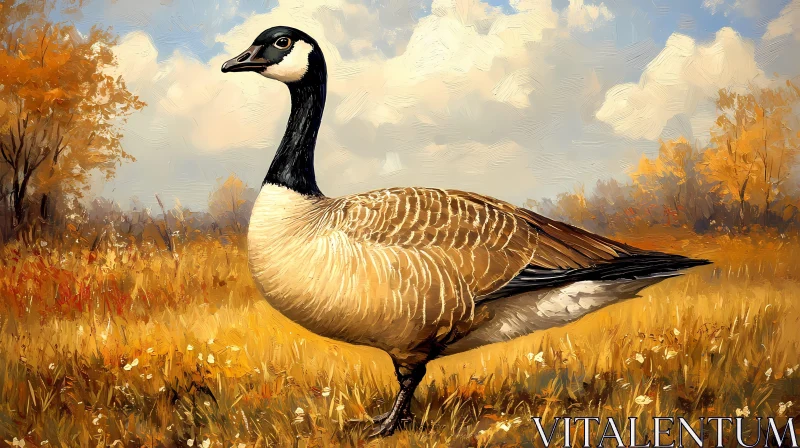 Wild Goose Amidst Fall Colors AI Image