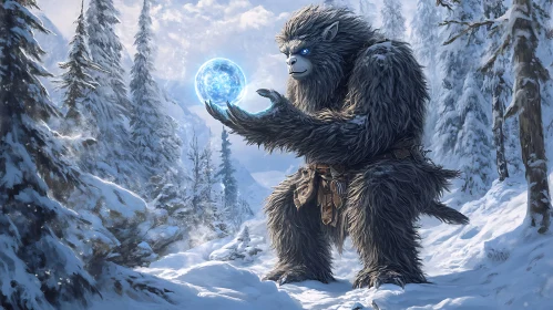 Mystical Yeti with Glowing Orb