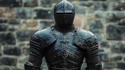 Medieval Knight in Full Black Armor