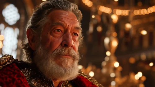 Captivating Portrait of an Older Man in Red and Gold Robe