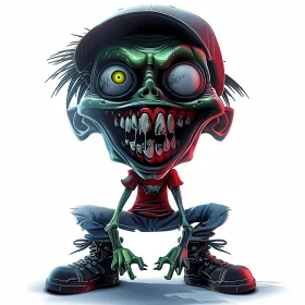 Cartoon Zombie in Attack Posture Illustration