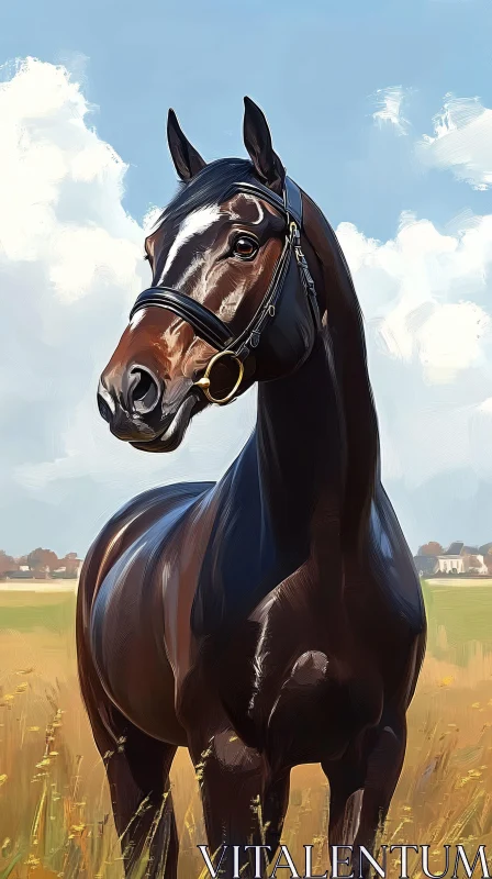 Elegant Horse with Glossy Coat AI Image