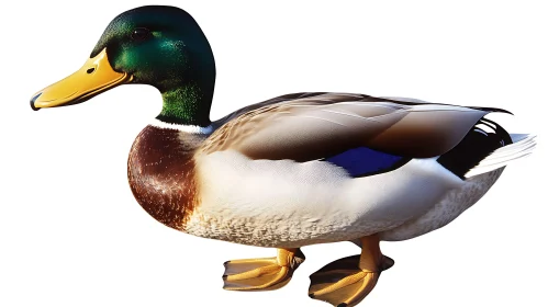 Detailed Portrait of a Mallard Duck