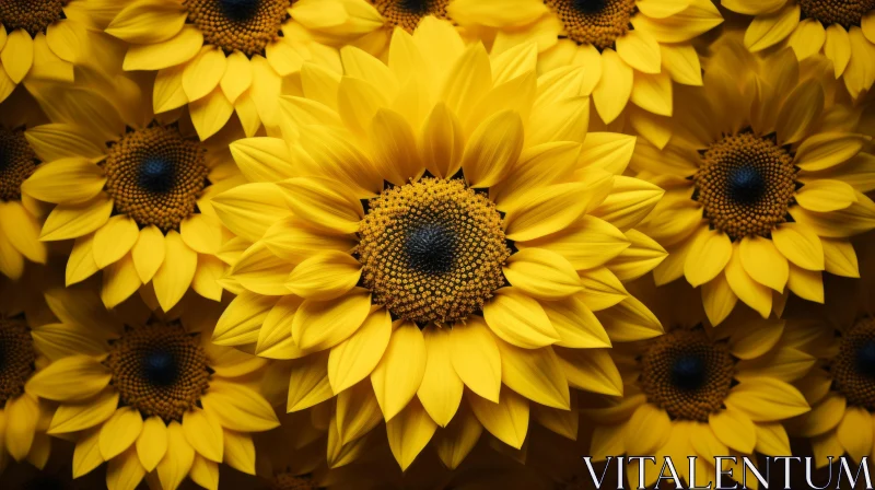 Close-ups of Sunflowers | Monochromatic Floral Photography AI Image