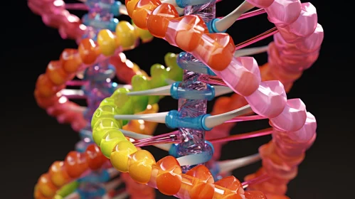 Colorful 3D Printed DNA Strand | Contemporary Candy-Coated Art