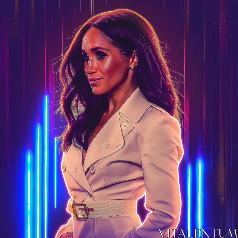 Meghan Markle in Neon Elegance AI Image