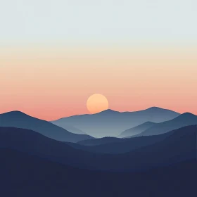 Peaceful Mountain Range at Sunset