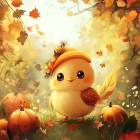 Cute Bird in Autumnal Setting