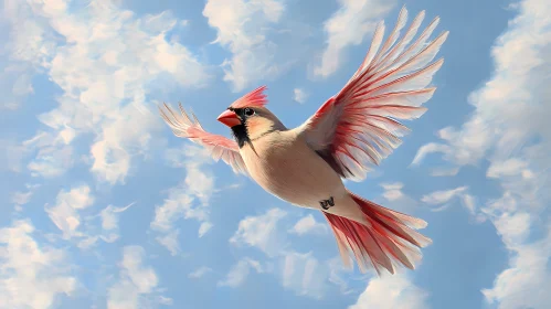 Graceful Bird with Red and White Feathers