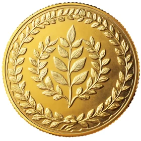 Ornate Gold Coin with Botanical Motif