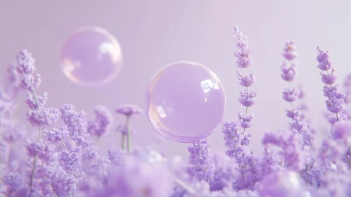 Purple Lavender Field and Bubbles