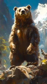 Wild Bear on Rocky Landscape