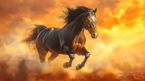 Wild Horse in Sunset Glow
