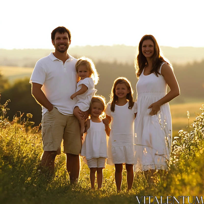 AI ART Family in a Sunny Field