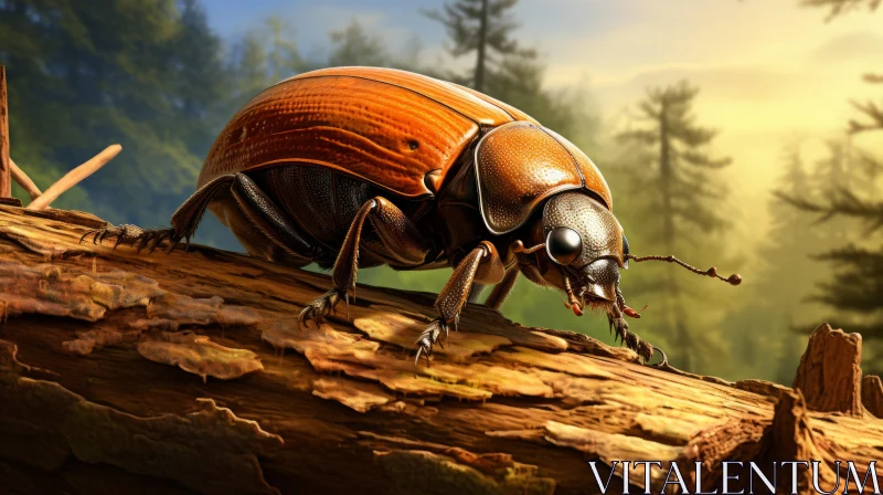 Intricately Detailed Illustration of a Beetle in the Forest AI Image