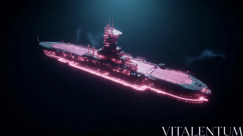 Pink and Cyan Ship in Vray Tracing Style - Cargopunk Artwork AI Image