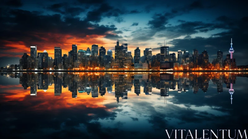 Toronto Cityscape Reflection at Twilight - Breathtaking City Panorama AI Image