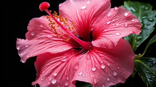 Tropical Pink Flower with Water Droplets - Art of Nature