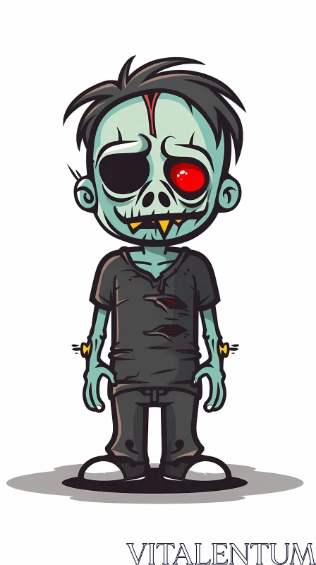 Zombie Boy Cartoon Illustration for Halloween Projects AI Image