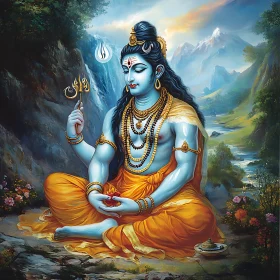 Shiva in Contemplation - Hindu Deity Artwork