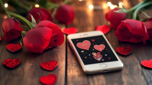 Roses and Hearts with Smartphone