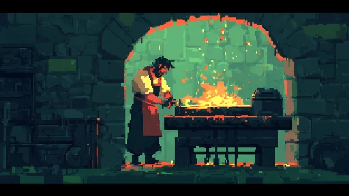 Pixel Blacksmith Forging Metal