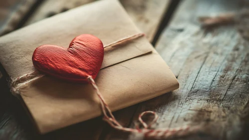 Rustic Love Note with Red Heart