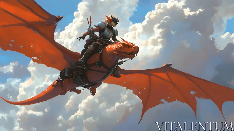 Soaring Dragon Rider Fantasy Art AI Image