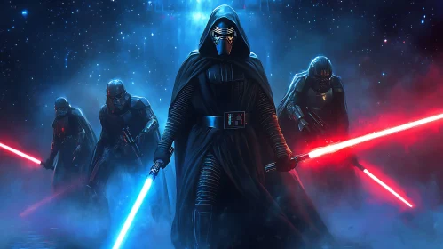 Lightsaber Warriors in Starry Night