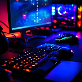 High-Performance Gaming Setup with LED Lights