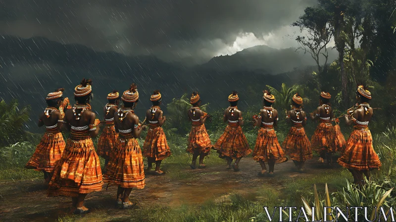 Women Dancing in the Rain AI Image