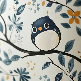 Stylized Bird with Floral Background