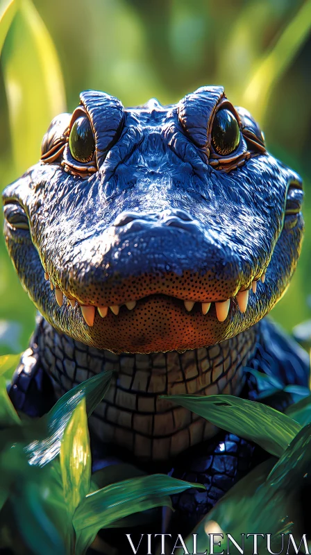 AI ART Alligator Face Close-Up