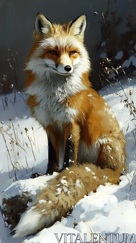 Winter Fox in the Wild AI Image