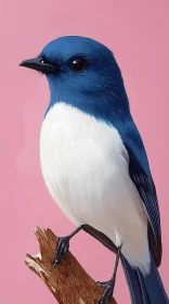 Tranquil Blue Bird with Pink Backdrop