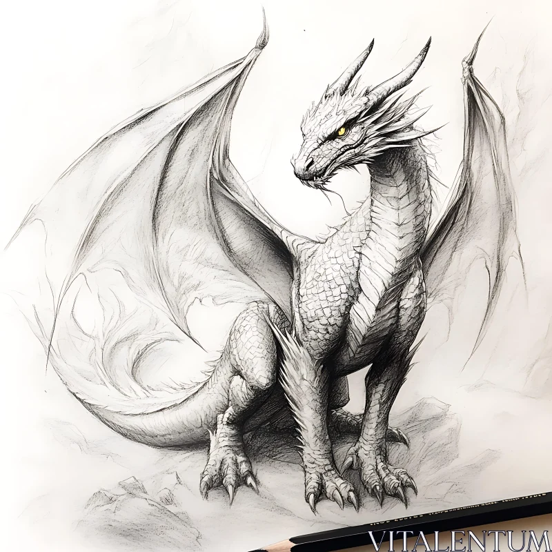 AI ART Pencil Drawing of a Mythical Dragon