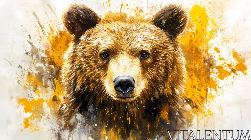 Bear Abstract Art with Splashes AI Image