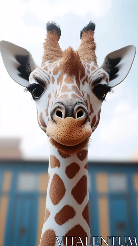 Giraffe Portrait with Unique Patterns AI Image