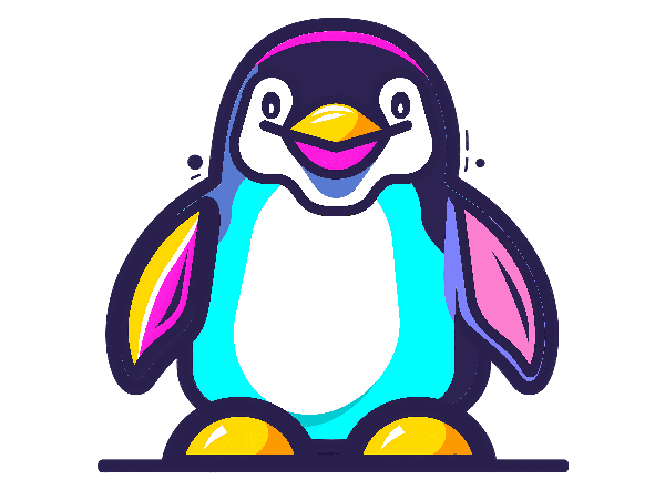 Vibrant Penguin Illustration for Apparel POD Design