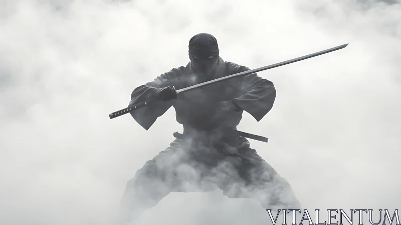 AI ART Mysterious Ninja in Misty Ambience