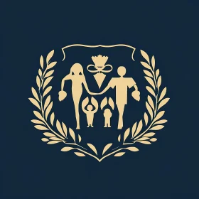 Symbolic Family Emblem with Laurel Decorations