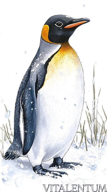 Penguin in Snow AI Image