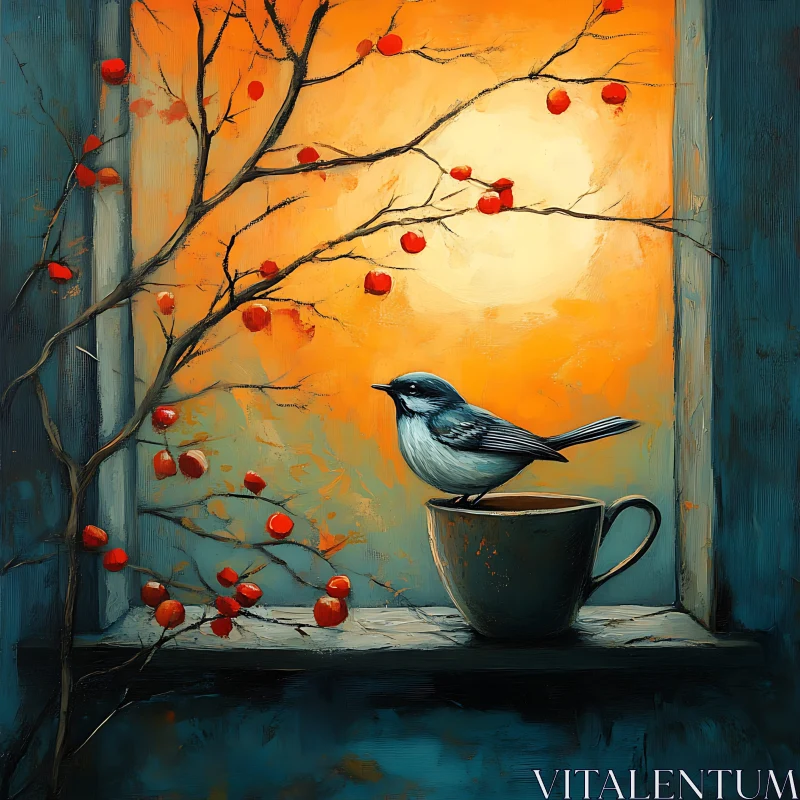 A Bird's Perch: Window Still Life AI Image